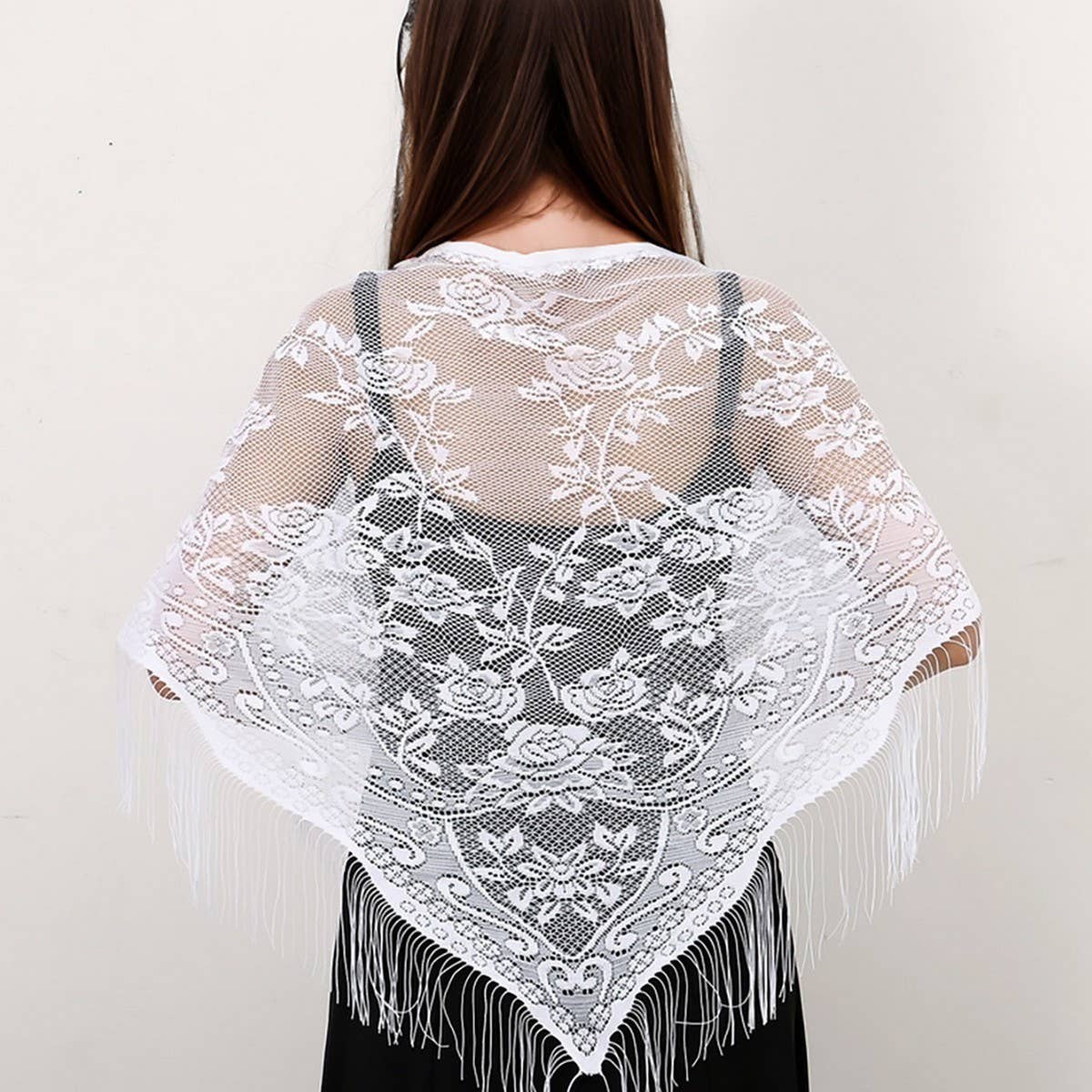 SUMMER WAISTCOAT HOLLOW TASSEL TRIANGLE SHAWL