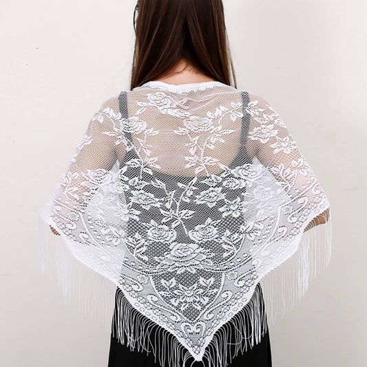 SUMMER WAISTCOAT HOLLOW TASSEL TRIANGLE SHAWL
