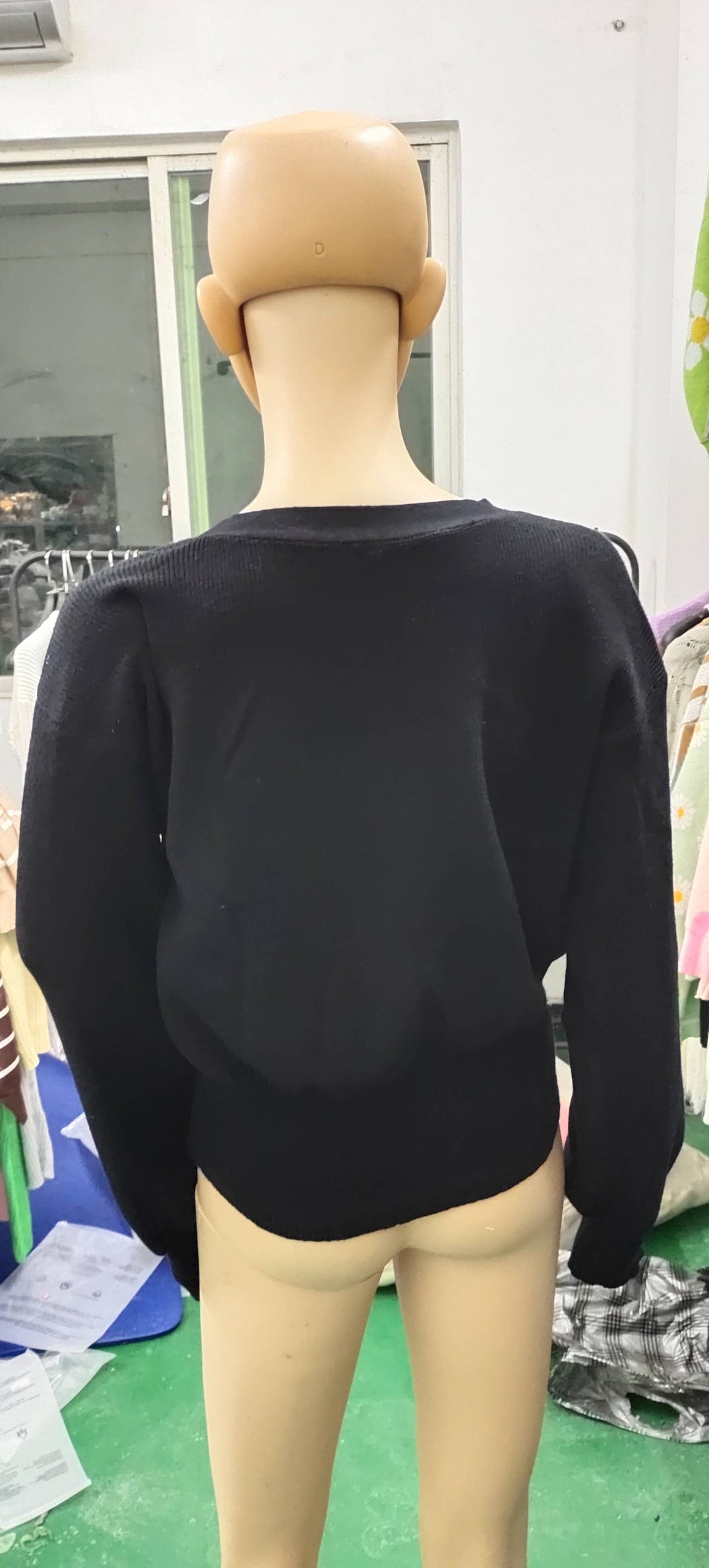 V-NECK SOLID COLOR WAISTLINE SWEATER CARDIGAN