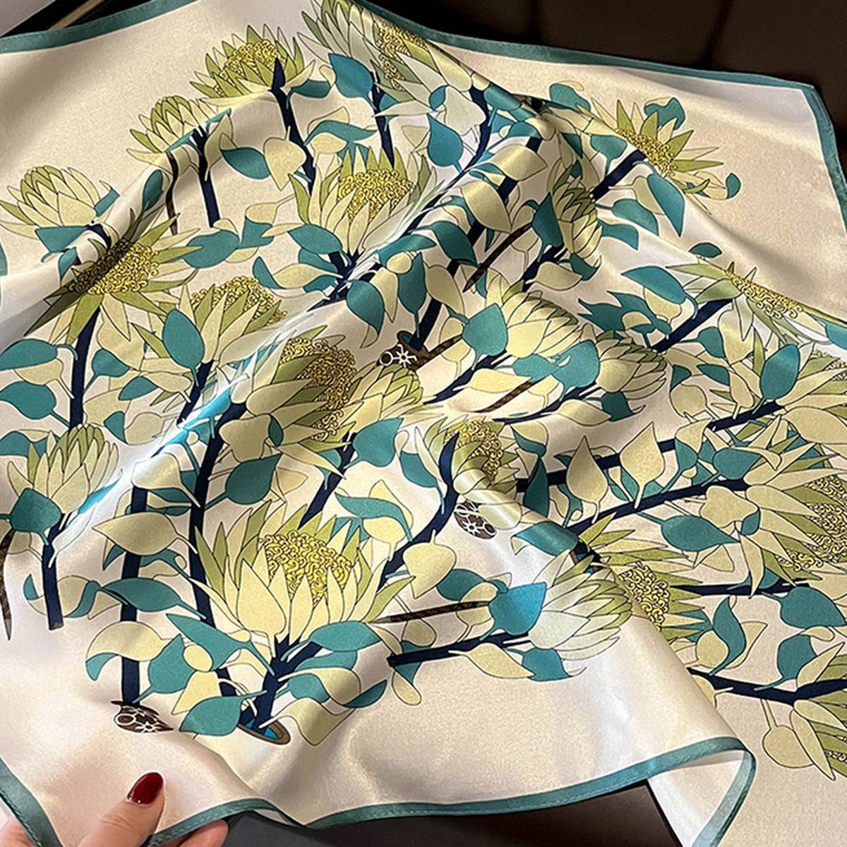 Scarf Autumn Floral, Long Silk Neck Scarf & Shawl