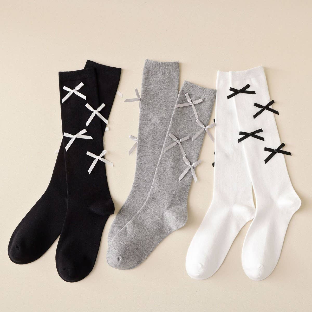JK CALF SOCKS DECORATION BOW COTTON STOCKINGS
