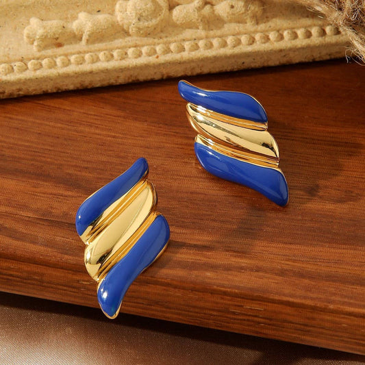 COLORFUL OIL DROP ANGEL WINGS TEXTURE EARRINGS