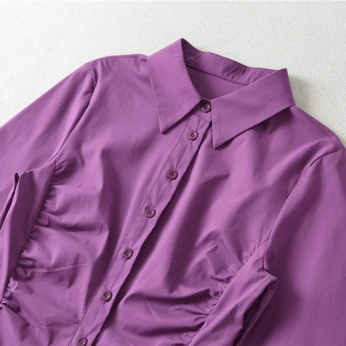 One-breasted shirt dress with POLO neck and waist