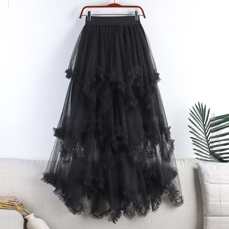 CWBSS0460_LAYERED ORGANZA TIERED MAXI CAKE SKIRT