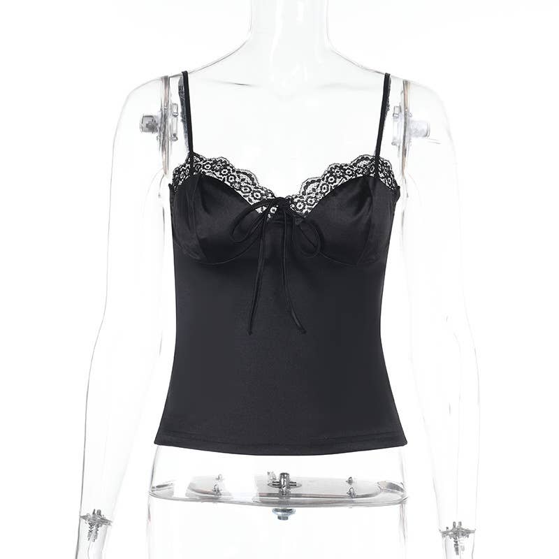 Sexy Lace-Panel Backless Tank Top