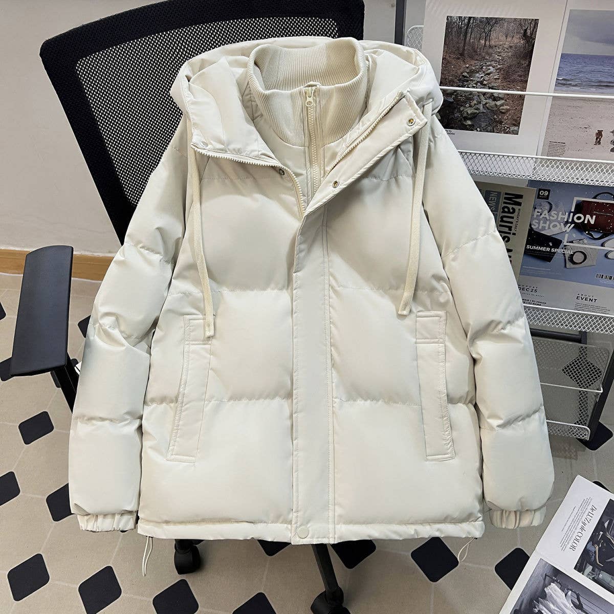 Two thick and warm cotton-padded jackets