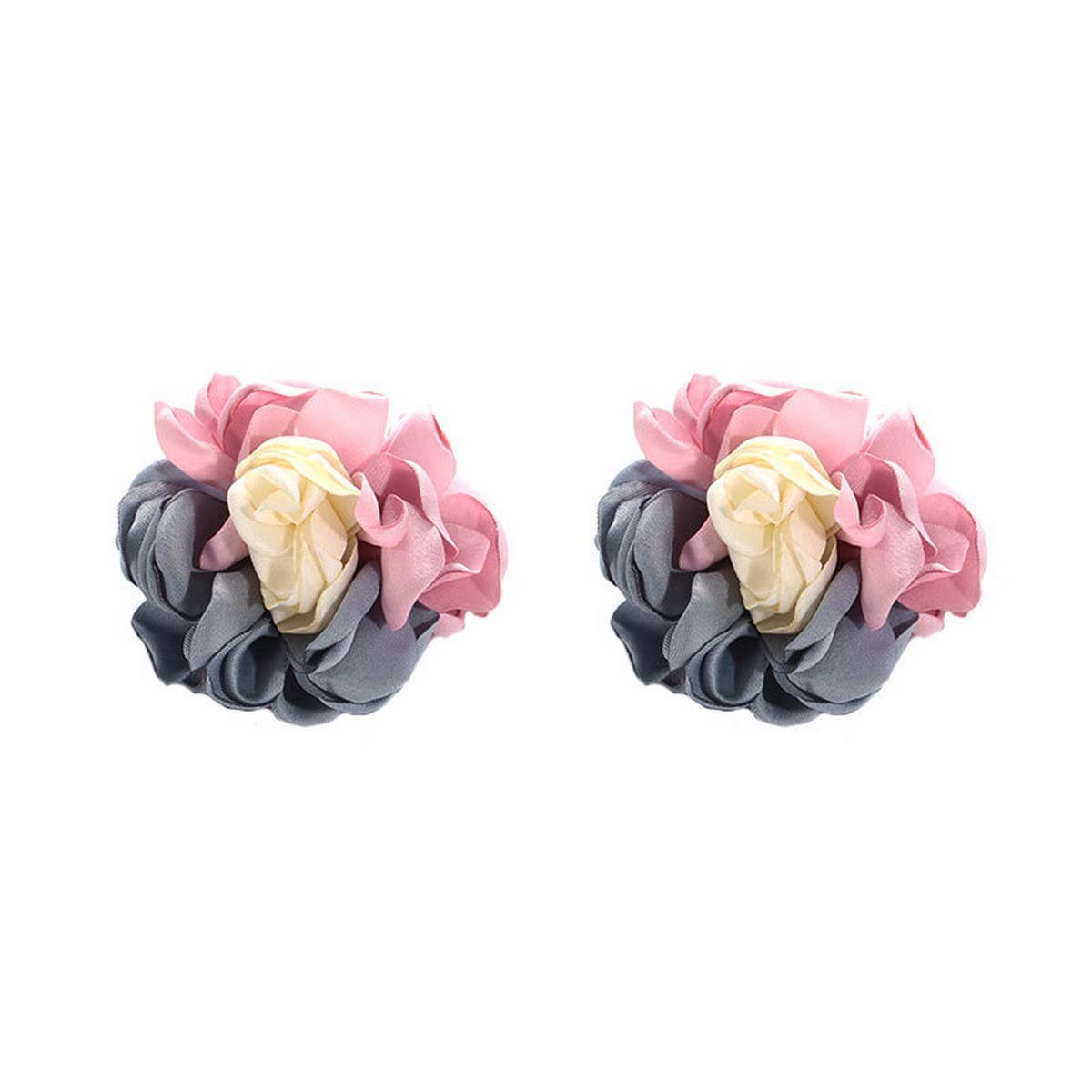 Colorblock Fabric Flower Stud Trendy Earrings