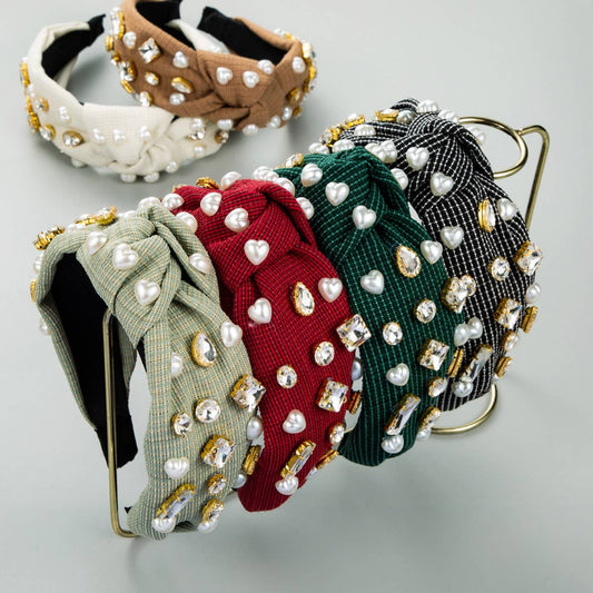 DIAMOND AND PEARL WIDE HEADBAND