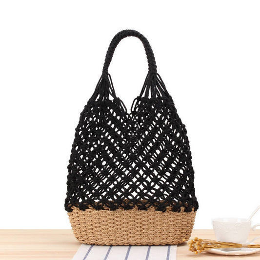 HANDMADE GRID HOLLOW SHOULDER WOVEN BAG_CWAB2026