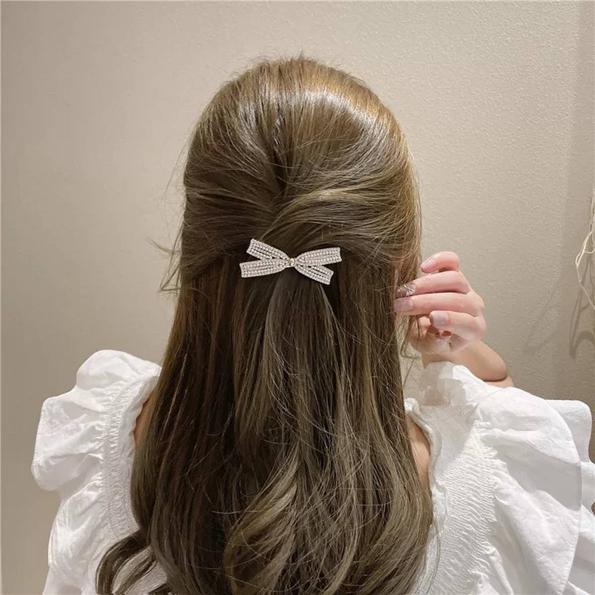 PEARL DIAMOND SIDE CLIP BANGS CLIP CROSS HAIRPIN_CWAHA4746
