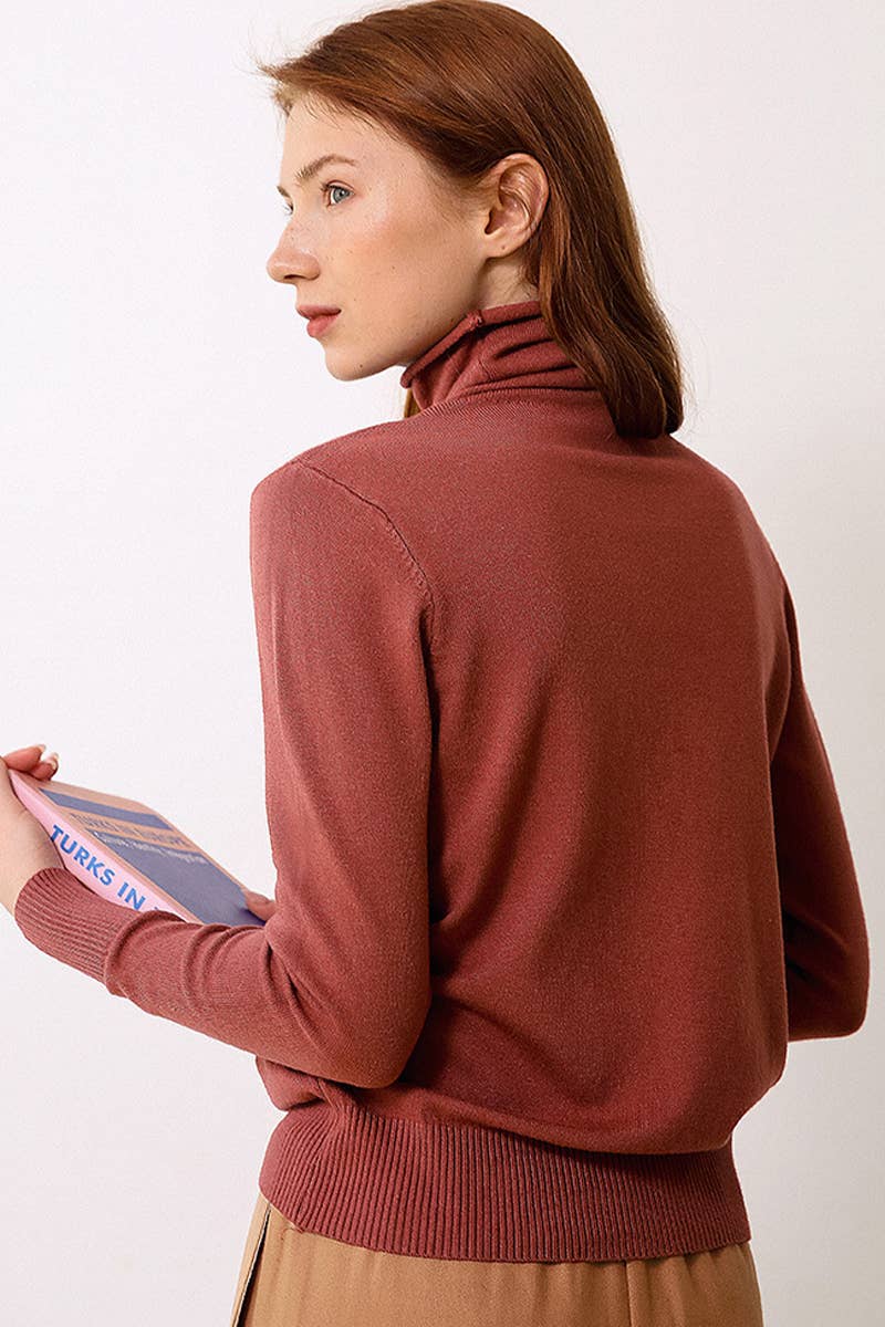 SOLID COLOR TURTLENECK KNIT STYLE ALL-IN-ONE BASE