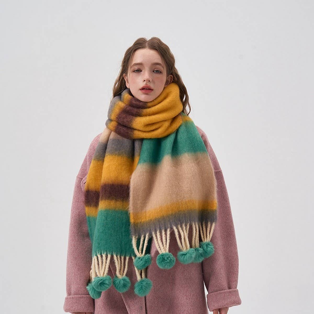 Colorblock Stripe Scarf ? Faux Cashmere Wrap