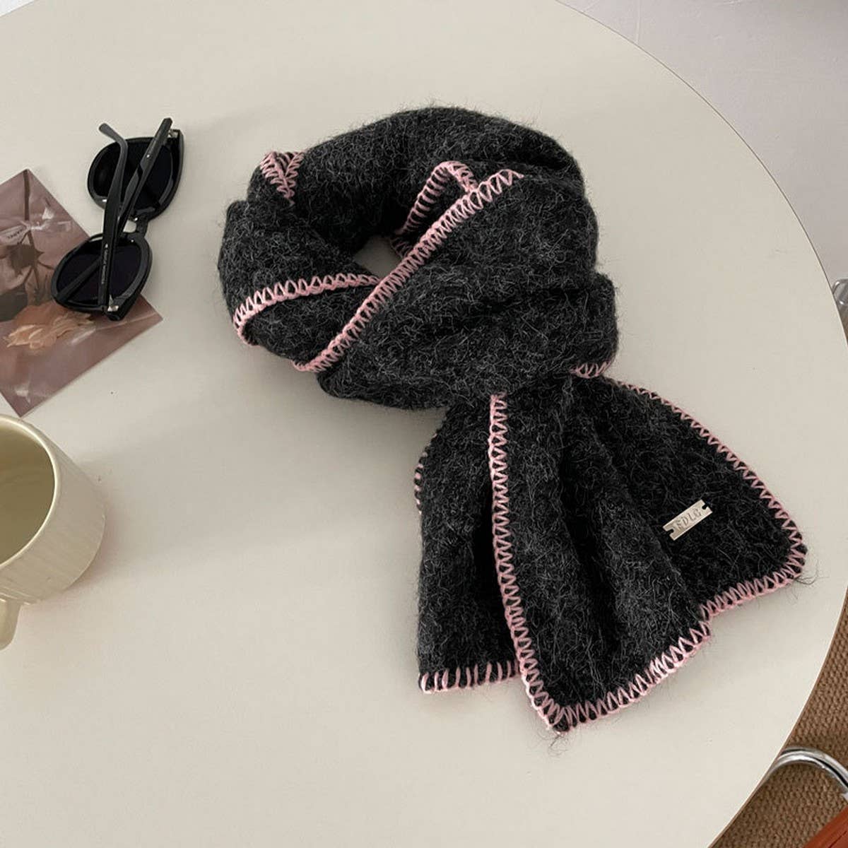 Mint Green Colorblock Scarf - Soft Retro Chic