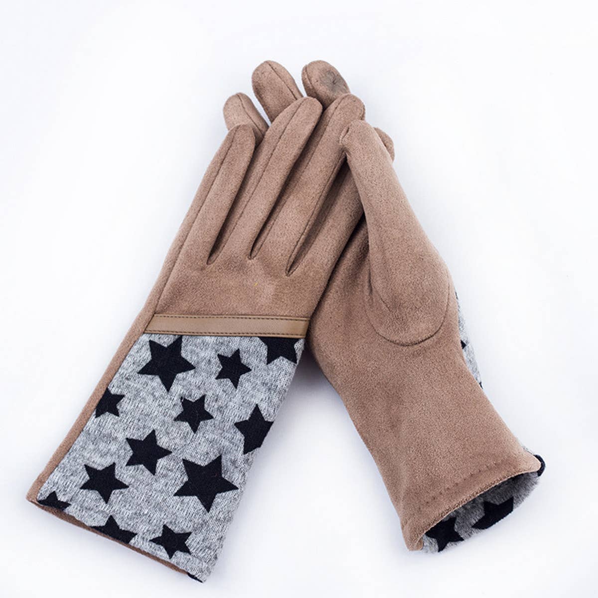 FASHIONABLE WARM STAR PLAID GLOVES_CWAG0076