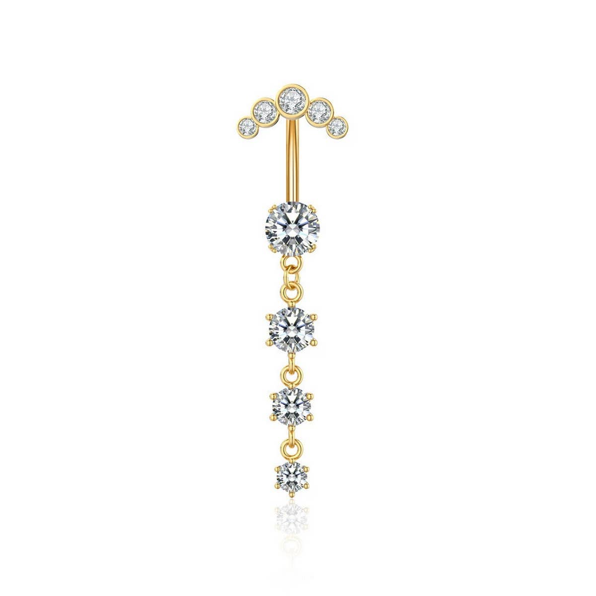 Multi CZ Belly Ring Dangle Navel Piercing Dance