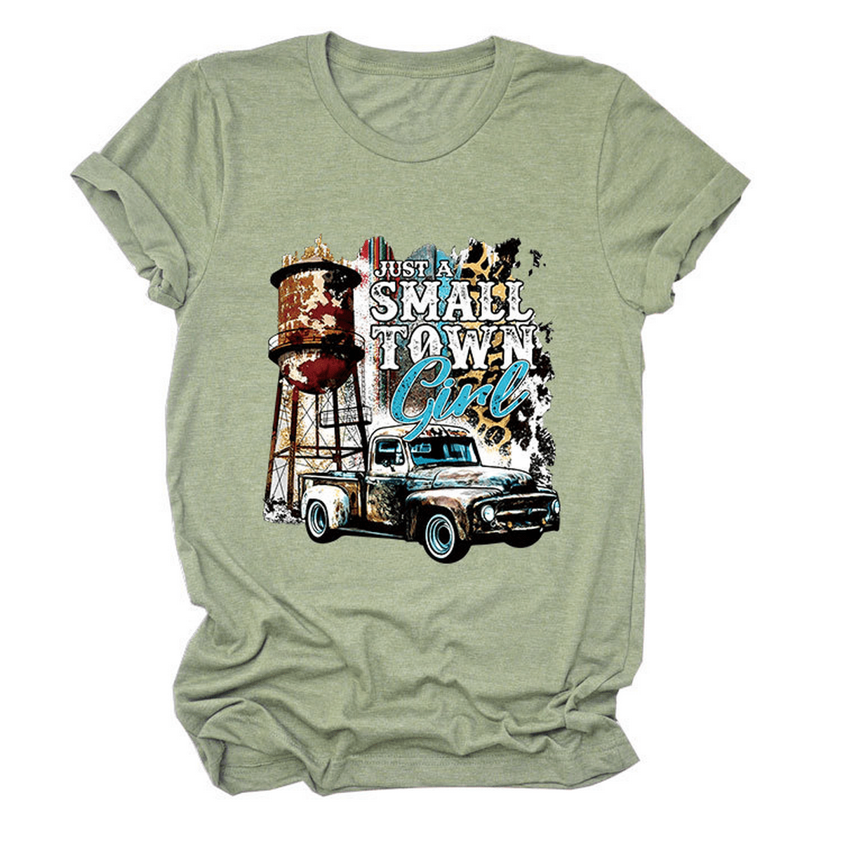 Just a Small Town Girl Print T-Shirt ??Loose Fit_CWTTS1525