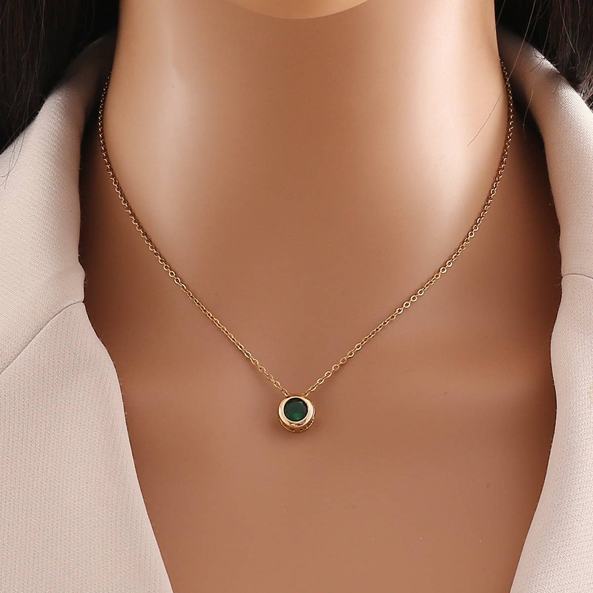 FASHION ROUND ZIRCONIUM CLAVICLE CHAIN NECKLACE_CWAHA0877
