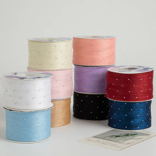 SILVER DOT HOT DIAMOND RIBBON BOW DIY RIBBON