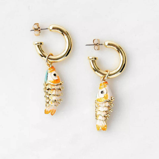 Ocean Coral Fish Shell Earrings Stainless Steel_CWAJE4981