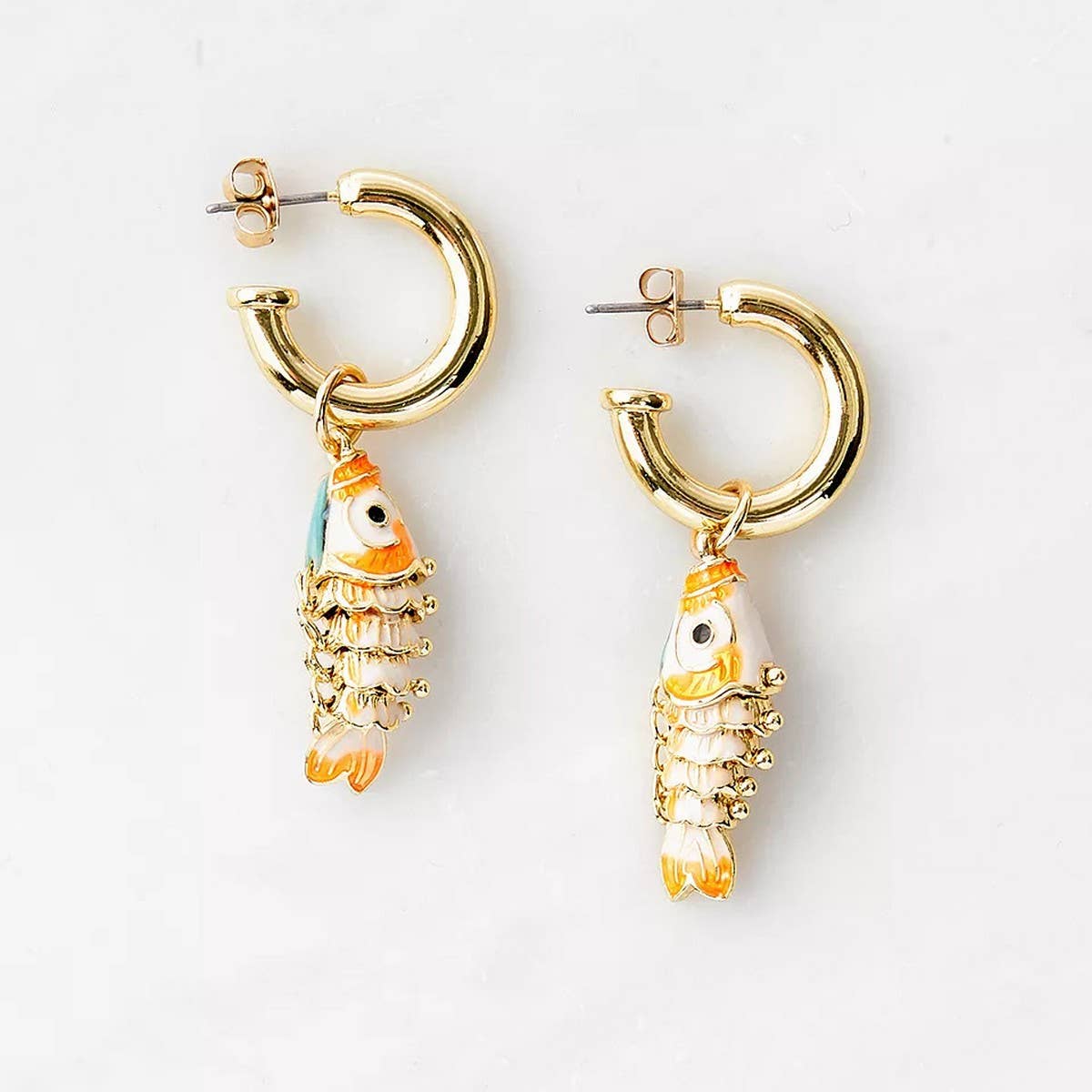 Ocean Coral Fish Shell Earrings Stainless Steel_CWAJE4981