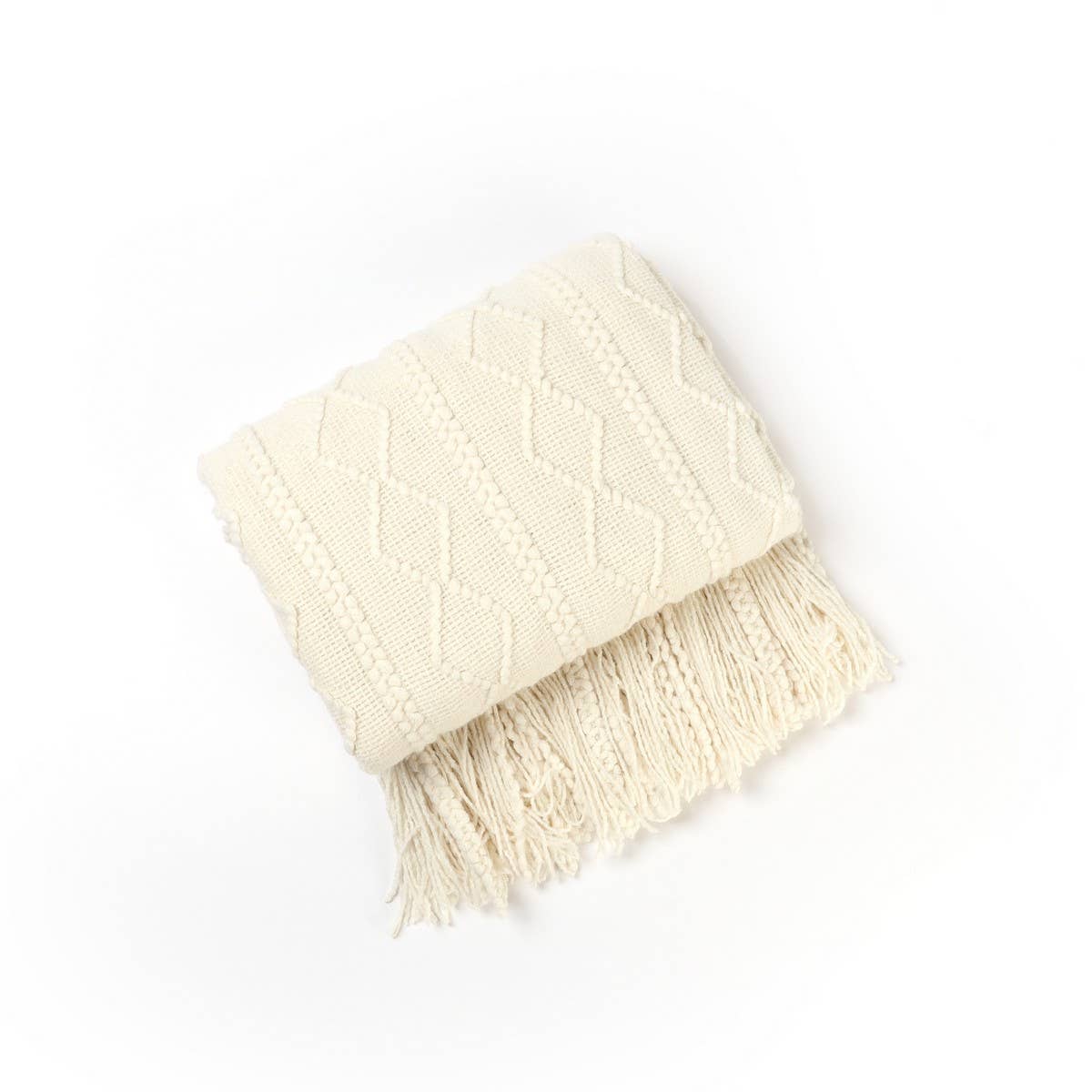 KNITTED WARM BLANKET WITH TASSELS