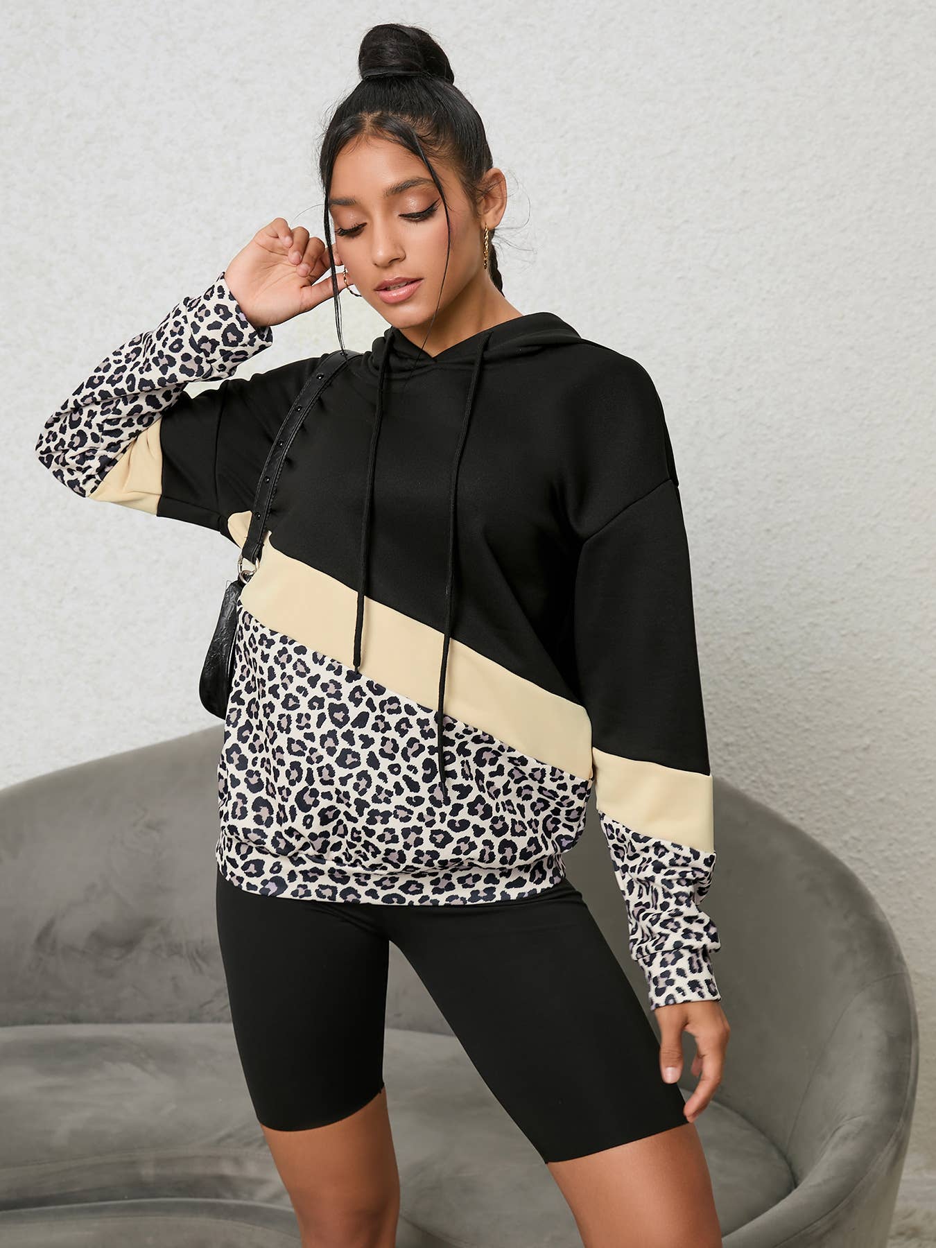 LEOPARD-PRINT HOODIE FASHION PULLOVER HOODIE
