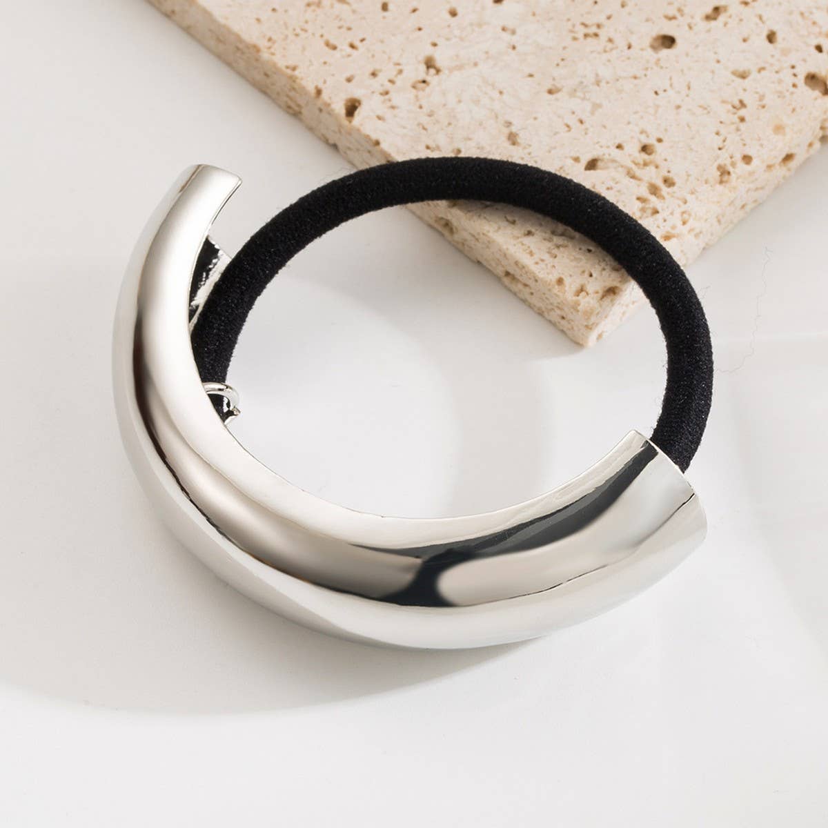 Minimalist Metal Tube Elastic Hair Tie Band