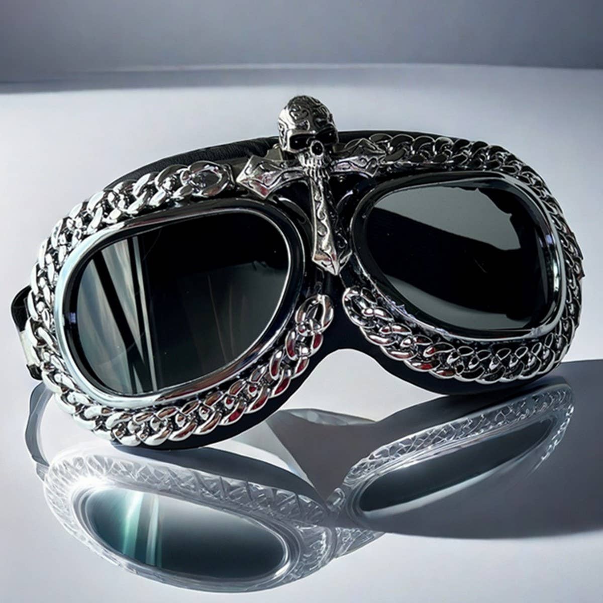 VINTAGE METAL CROSS WIND AND SAND GOGGLES