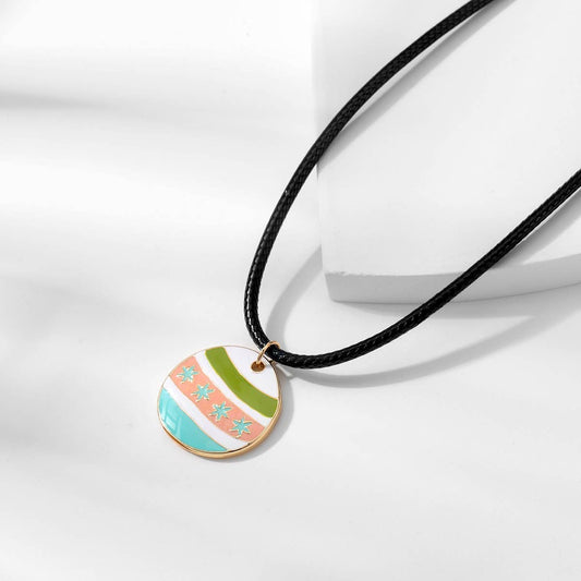 COLORFUL ENAMEL PENDANT NECKLACE EARRINGS SET