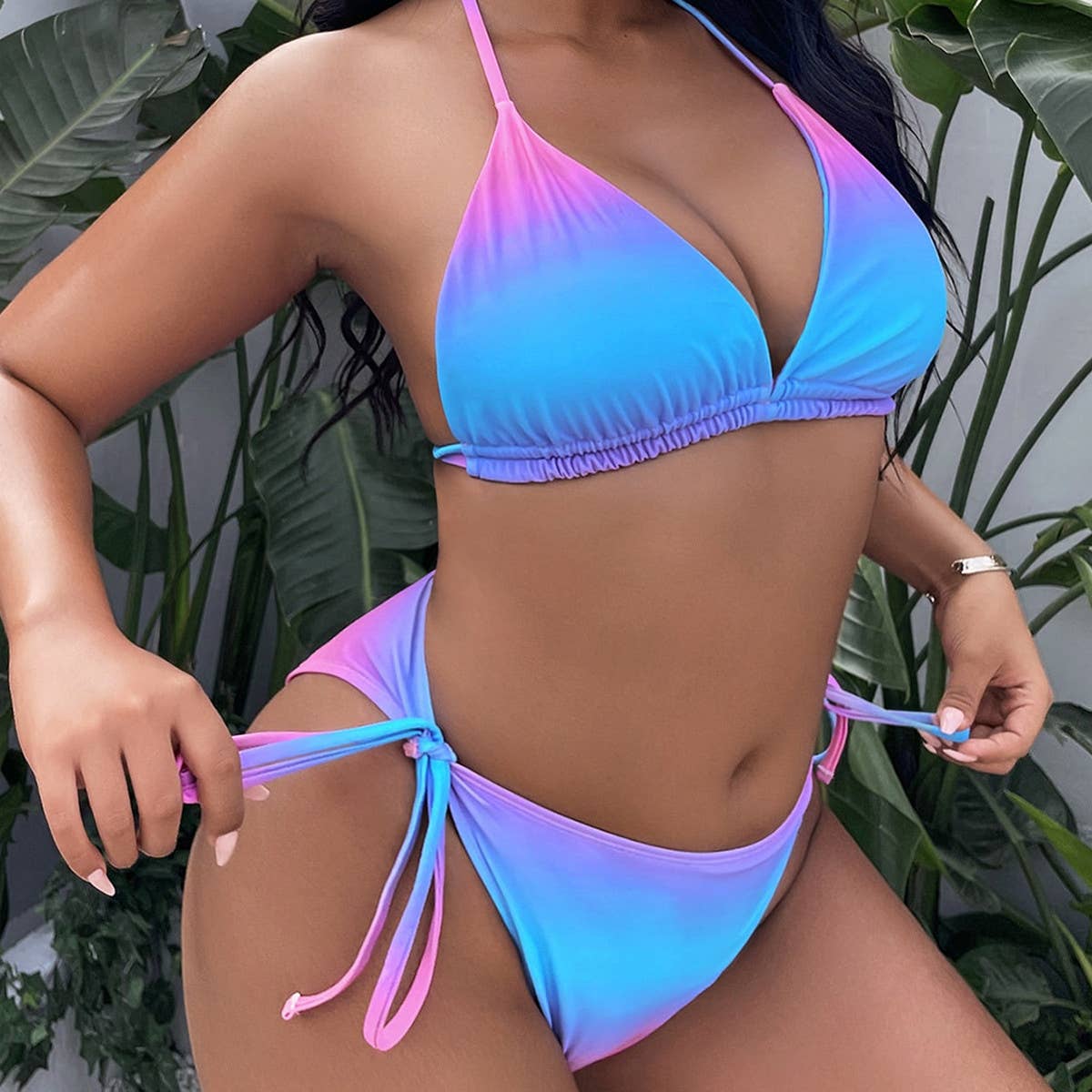 OMBRE BIKINI COVERUP THREE-PIECE SWIMSUIT_CWMW0313