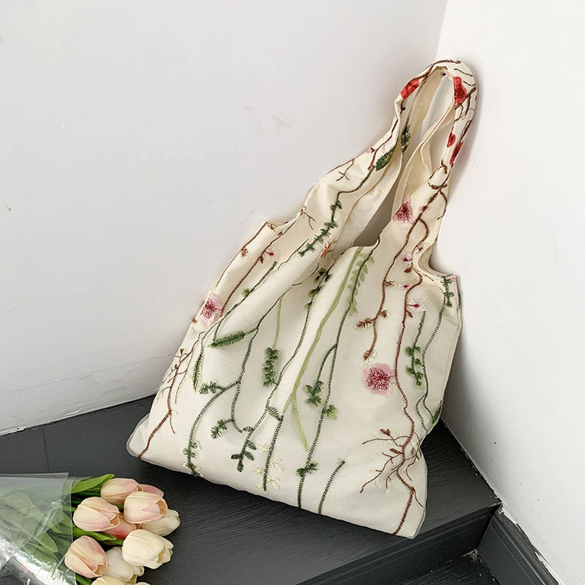 TOTE BAG CANVAS WITH EMBROIDERY MESH_CWAB2057