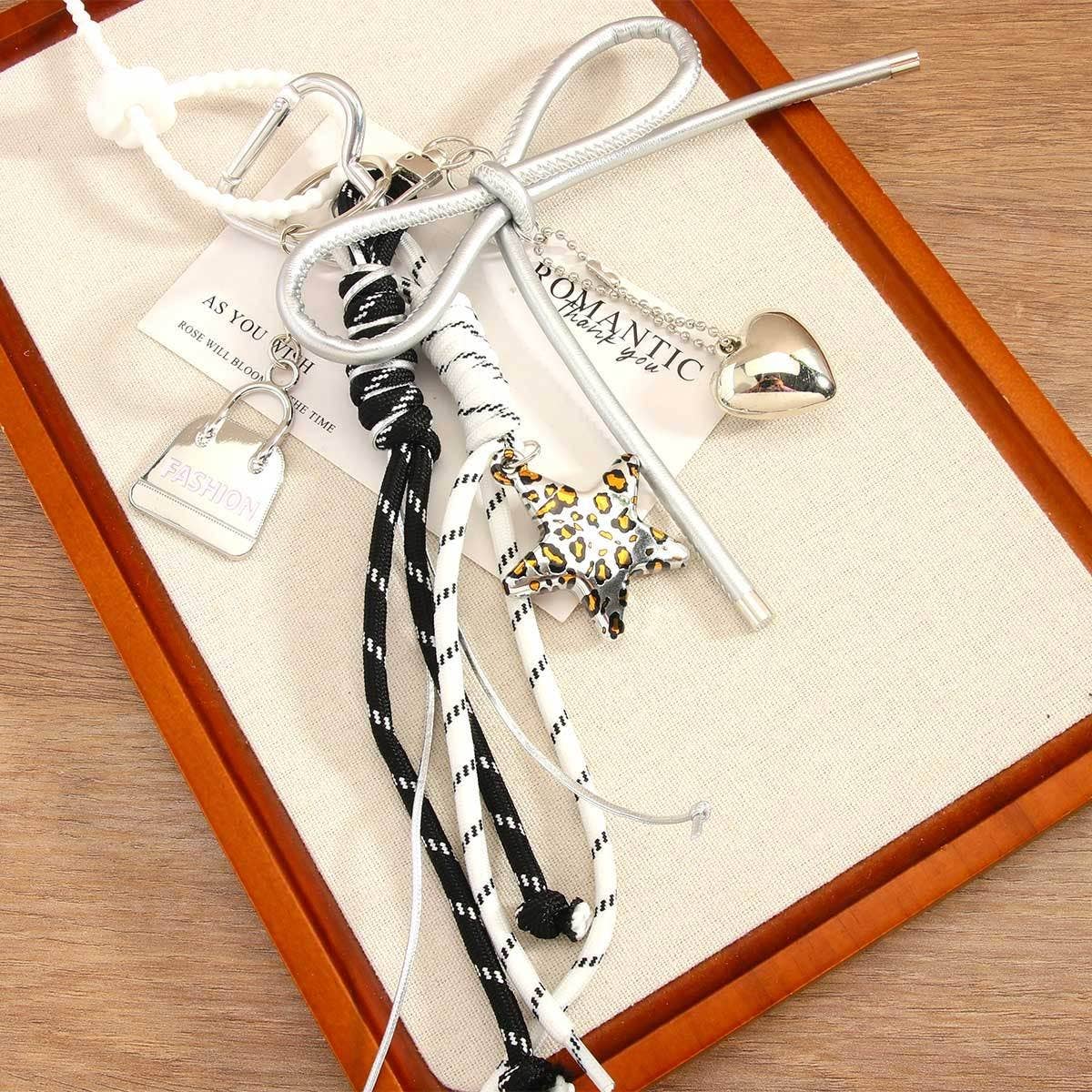 Leopard Star Mini Bag Charm with Heart Bow