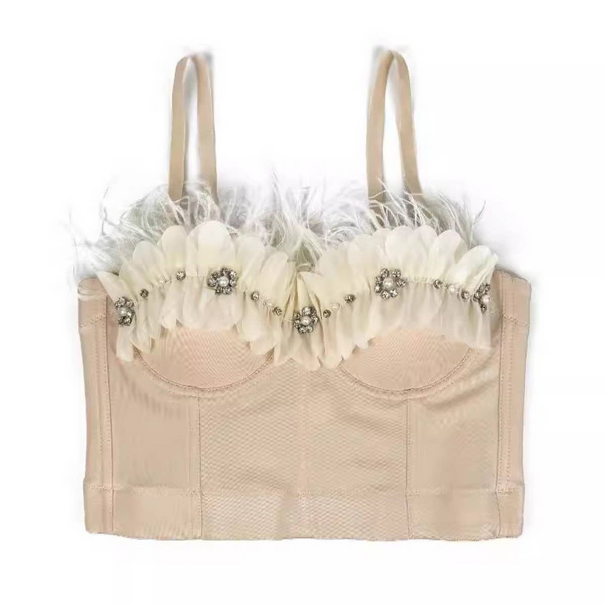 TASSEL DESIGN FLORAL HERRINGBONE CORSET