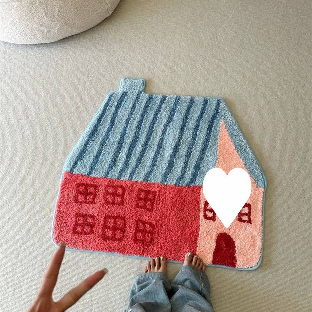 Cute House Plush Rug, Soft Mat for Kids' Bedroom