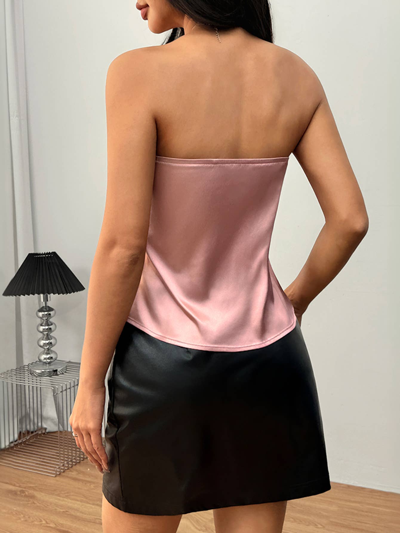 Sexy socialite solid-color satin strapless vest