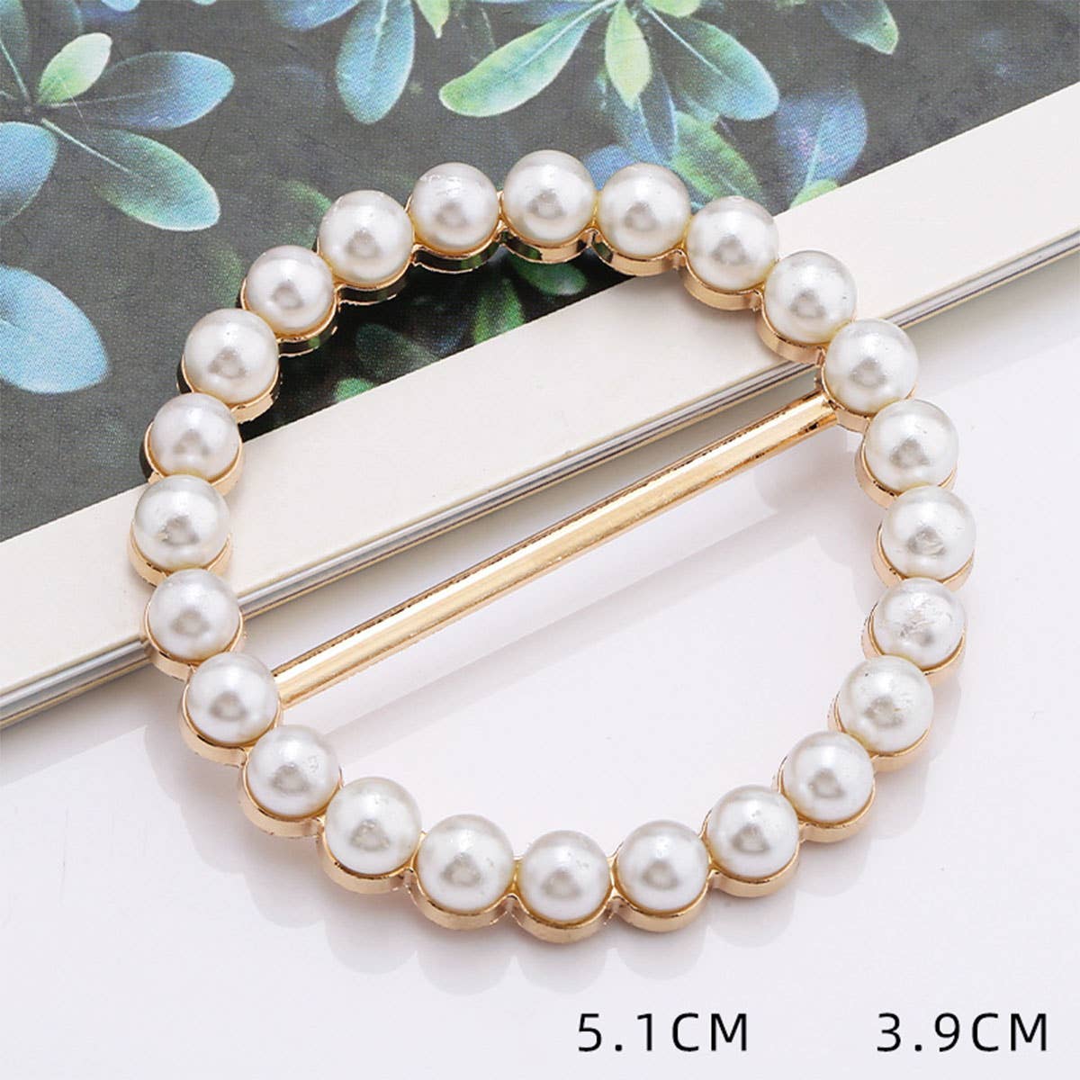 ROUND PEARL INLAID SHINY SCARF RING FOR WOMEN