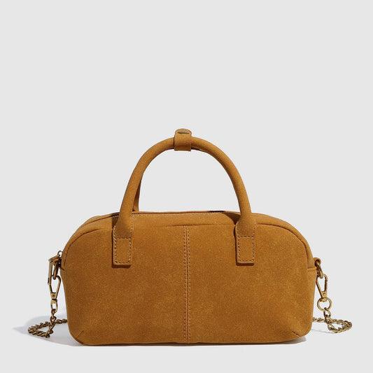 Racing Style Suede Boston Chain Shoulder Bag_CWAB5727