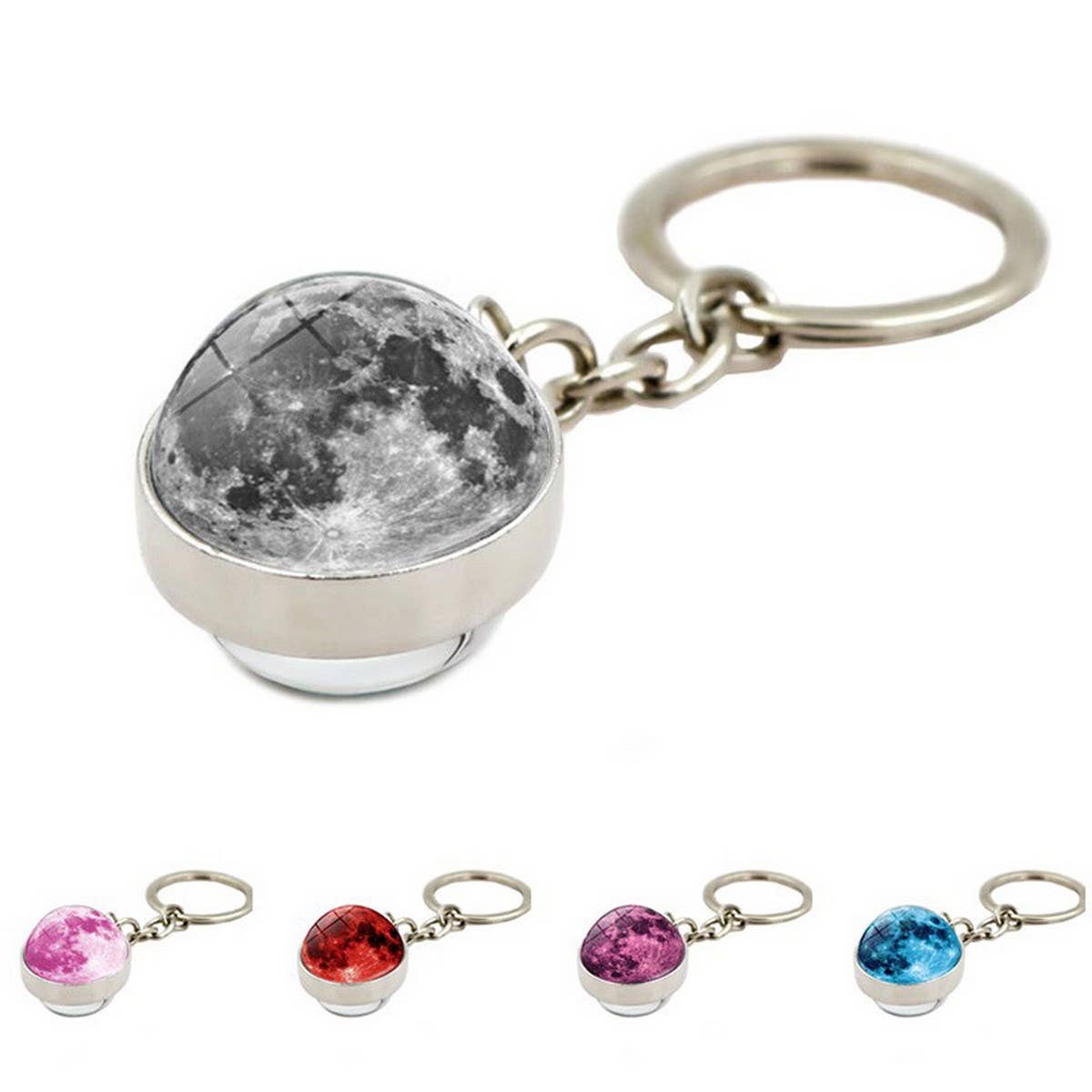 COSMIC MOON CRYSTAL GLASS BALL KEYCHAIN PENDANT