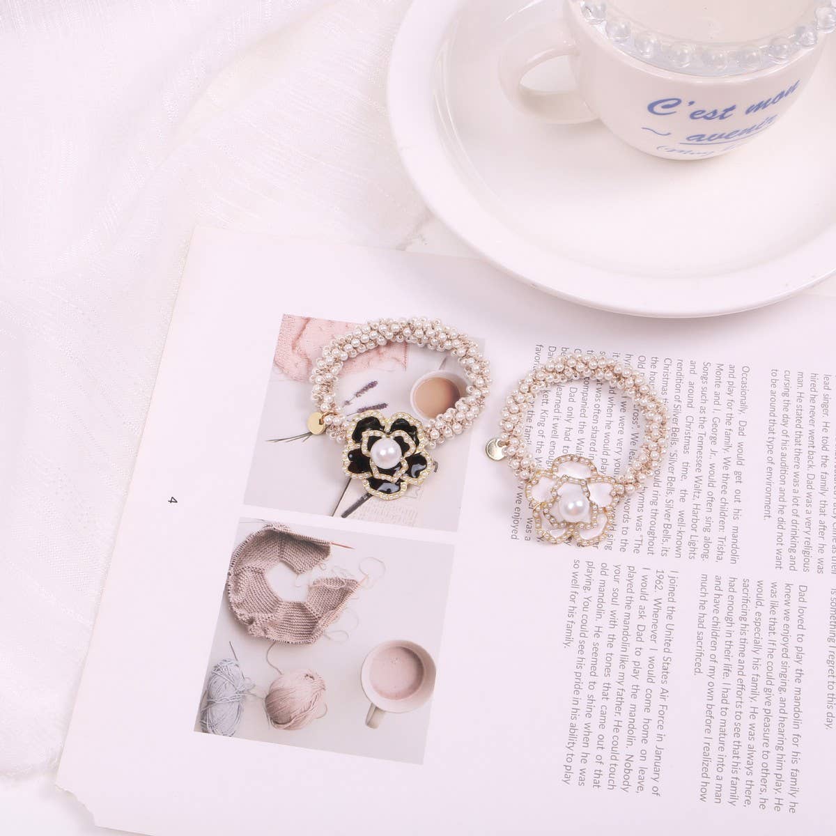 Elegant Camellia Hair Tie Luxury Ponytail Band