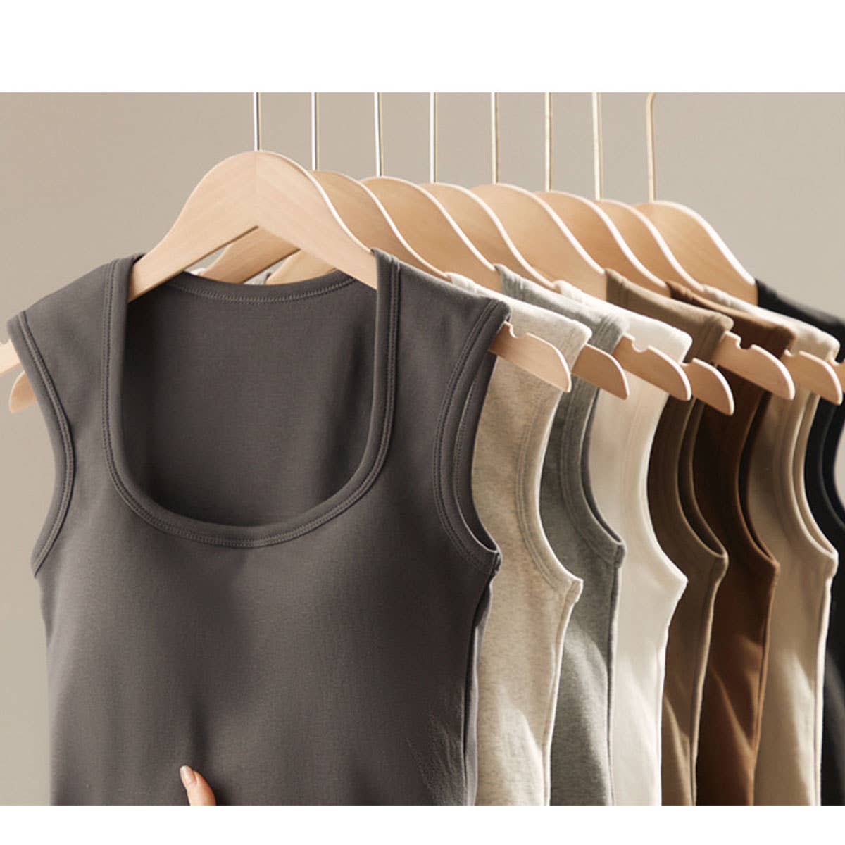 Basic Cotton Camisole Tank Tops With Built In Bra_CWTTK0795