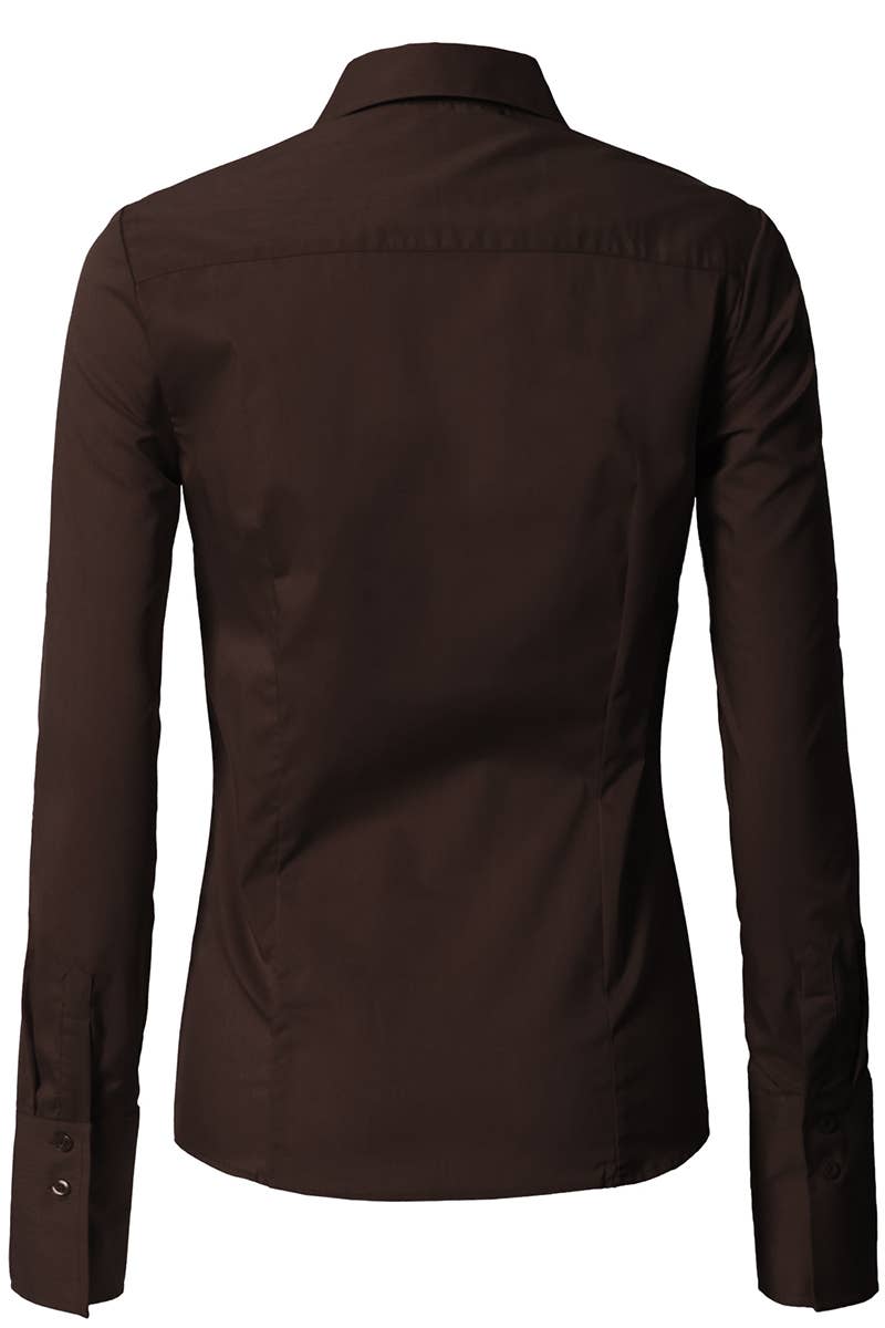 LADIES CASUAL LONG SLEEVE BUTTON UP SHIRT_CWTDSL027