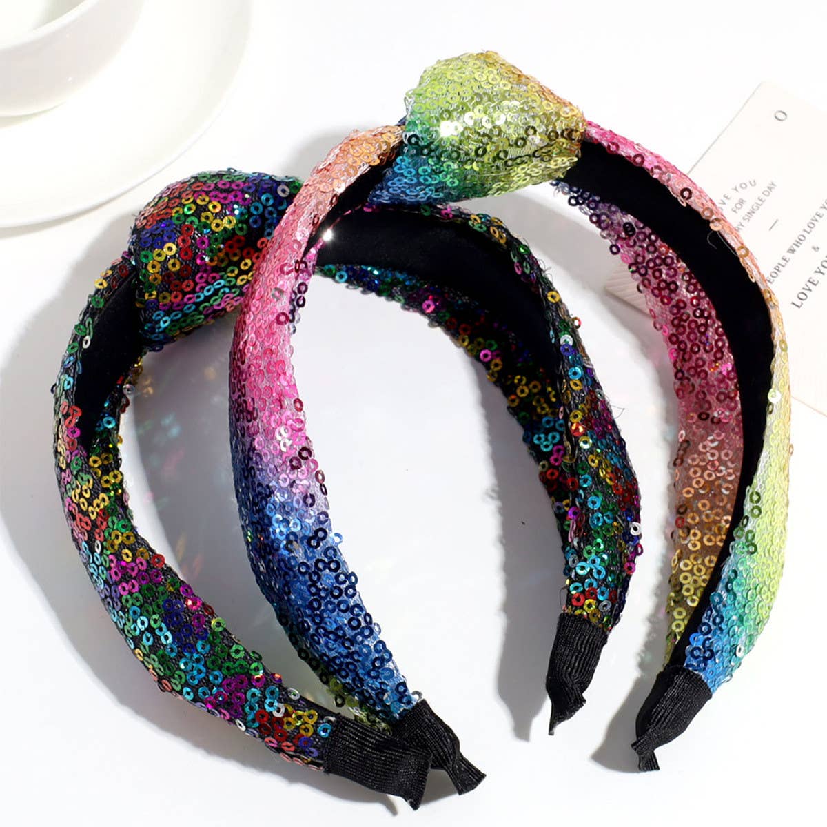 RETRO COLORFUL SEQUINED MESH KNOTTED HEADBAND_CWAHA2253