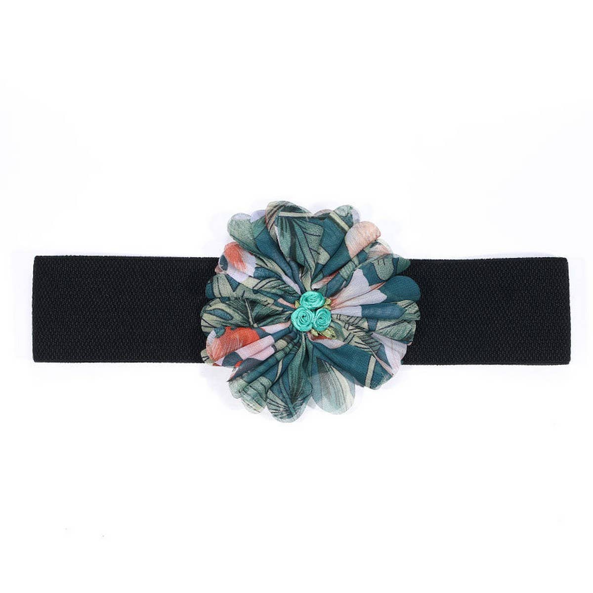 Elastic Wide Floral Waist Belt for Dresses