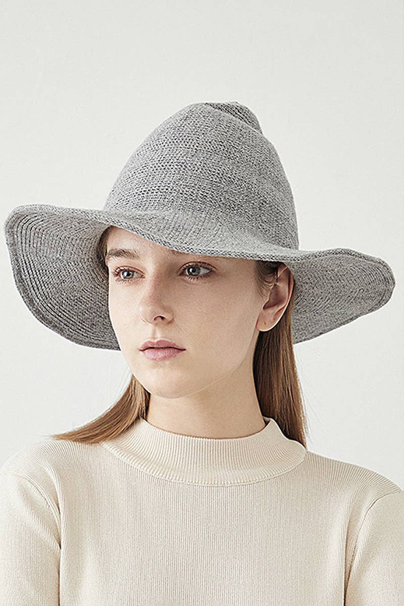 Halloween Knit Witch Hat, Wide Brim Pointed Top_CWAH0616