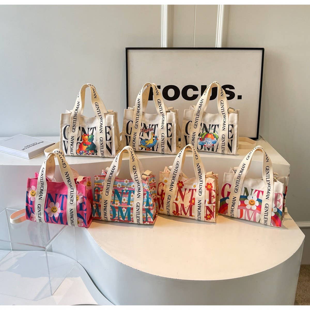 CASUAL PRINTED LETTER CANVAS BAG_CWAB2674