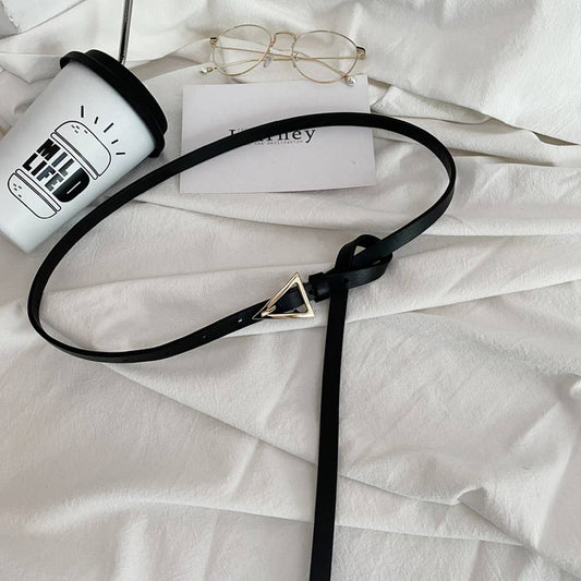 TRIANGULAR PIN BUCKLE WITH SWEATER SUIT THIN BELT_CWABE0654