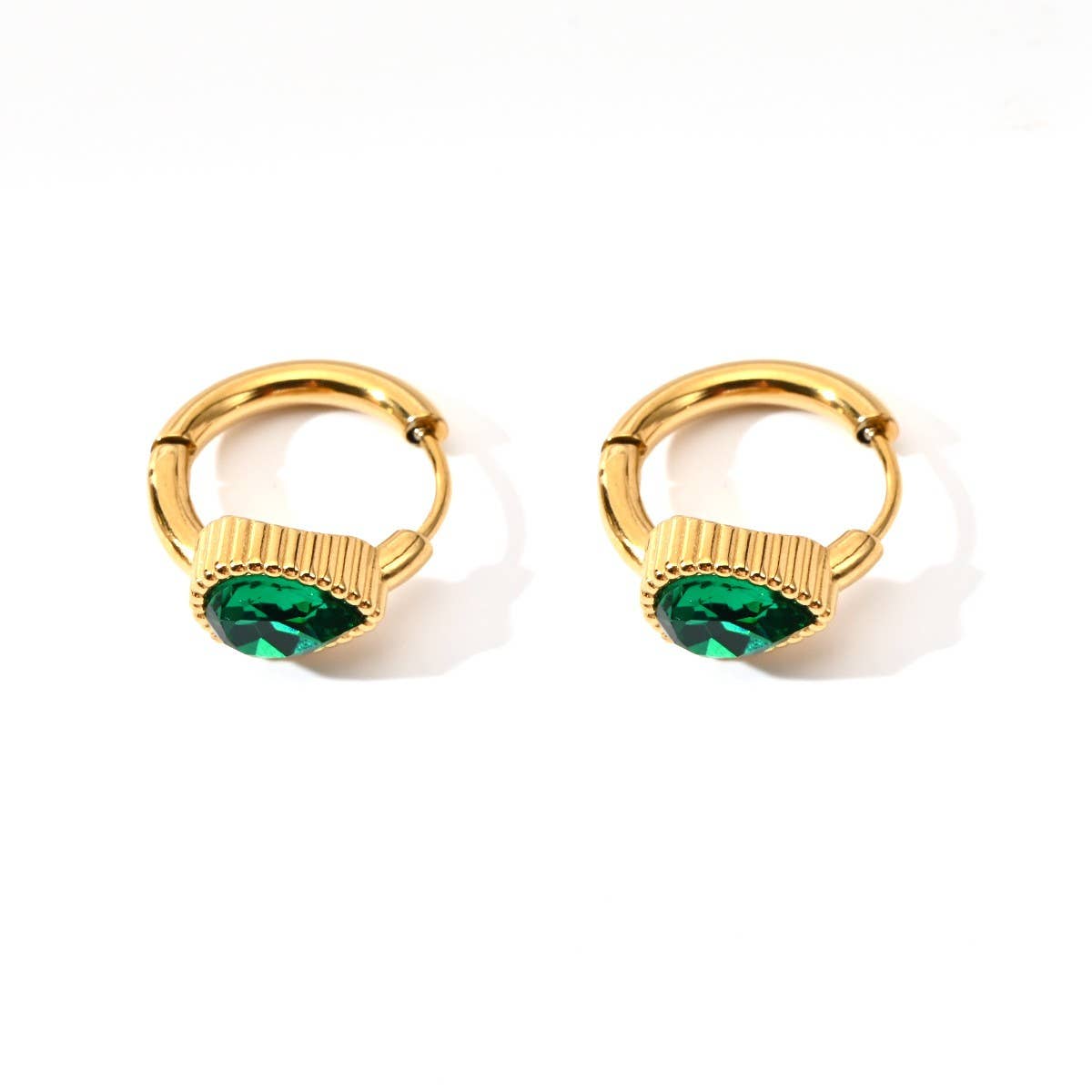 Unique Stainless Steel Heart Earrings with CZ