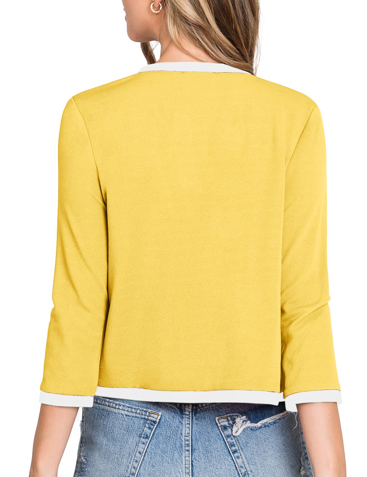 CWOBL103_3/4 Sleeve Bolero Open Front Cardigan