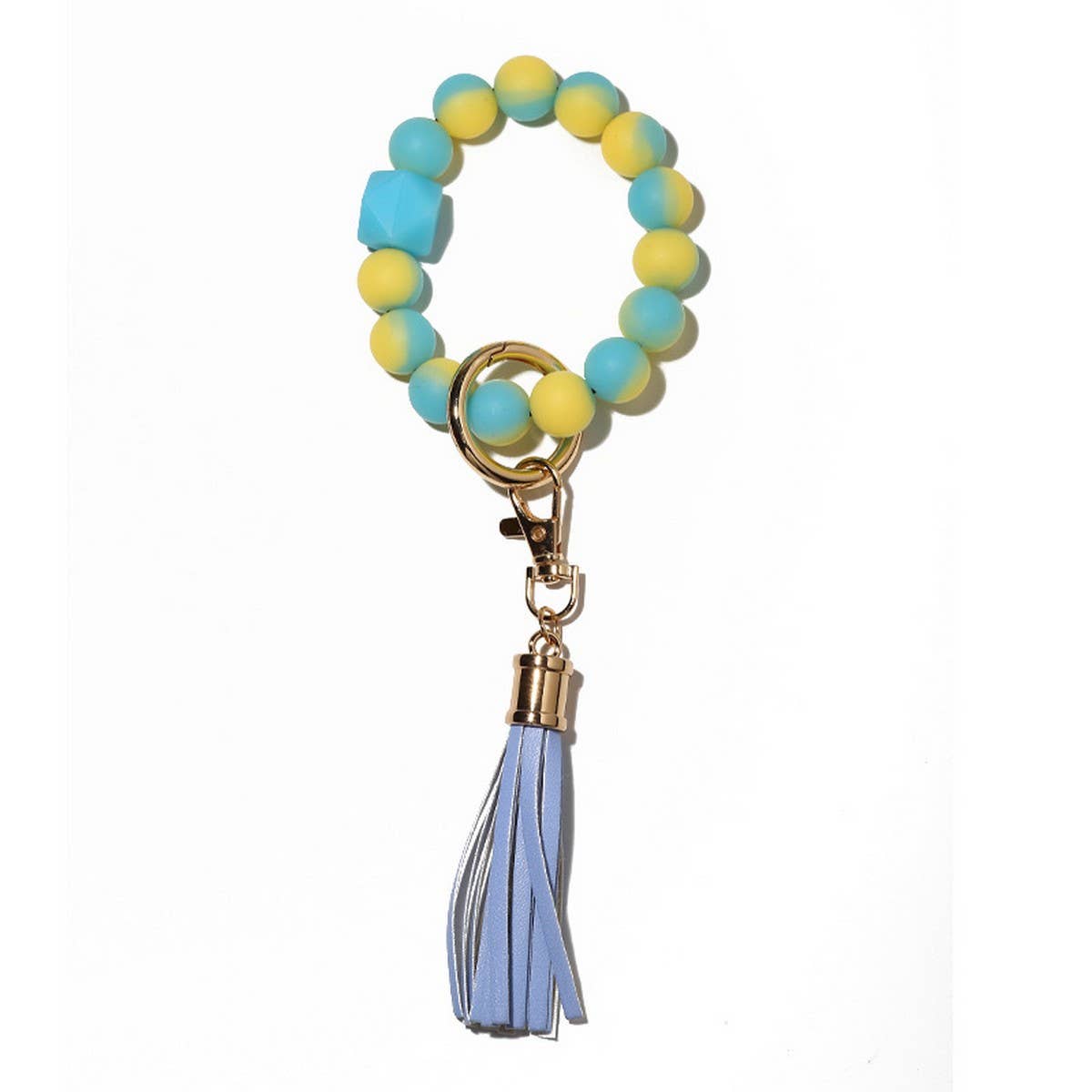 Glow in the Dark Silicone Bead Bracelet Keychain_CWAB5014