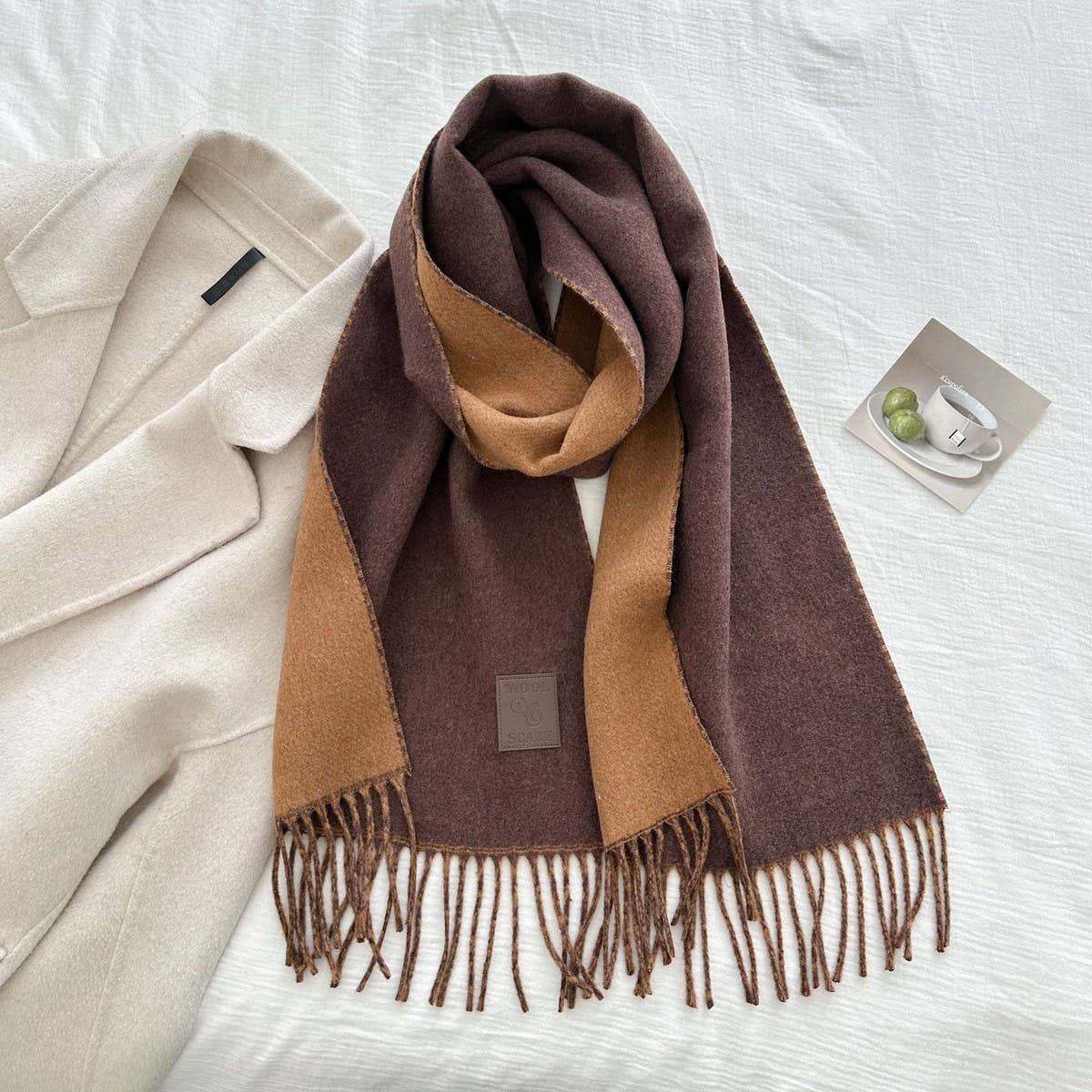 CWASC03138_WINTER WOOL REVERSIBLE TASSEL SCARF FOR COUPLES